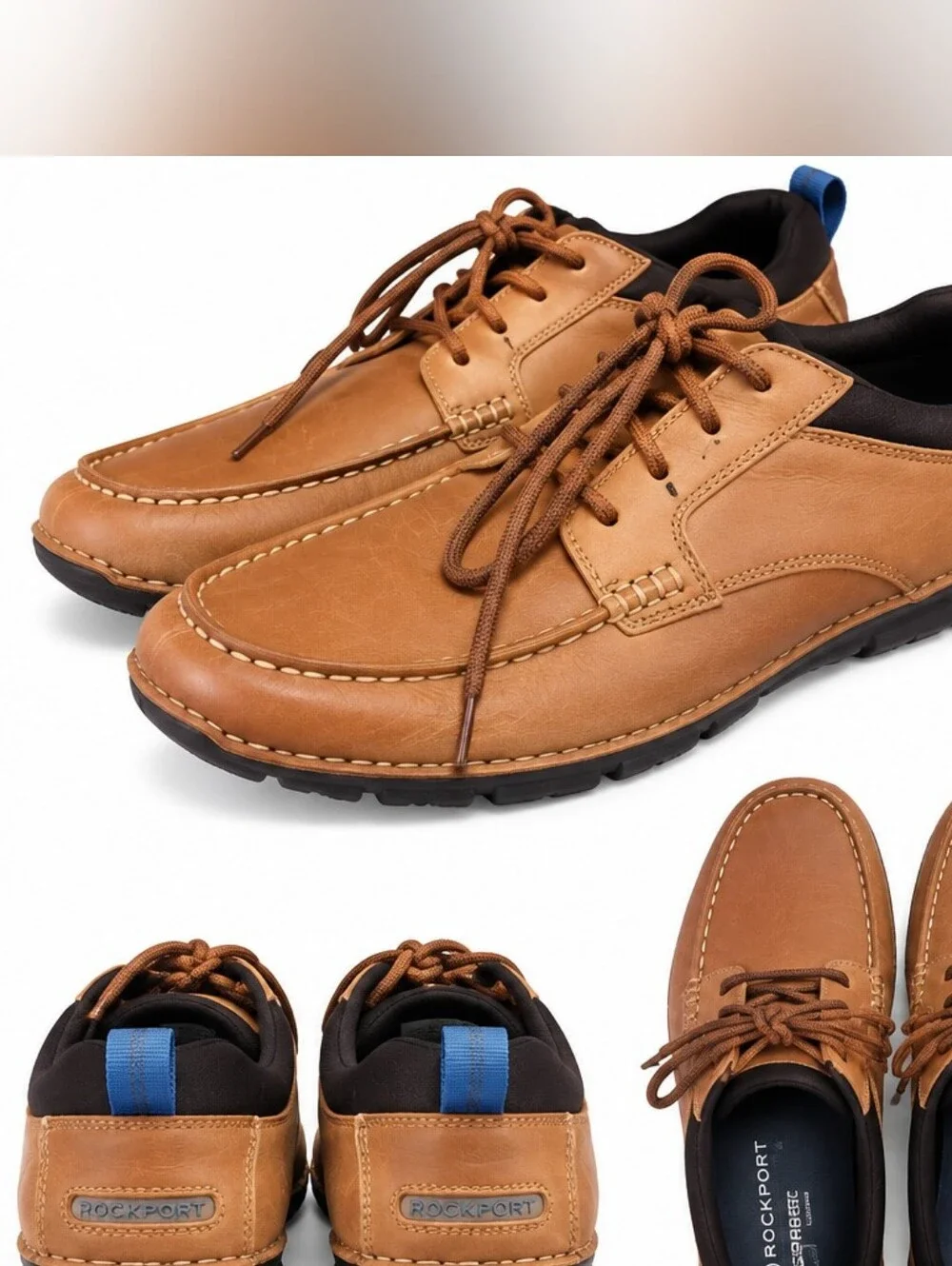 Rockport adiPRENE Adidas Men’s Brown Leather Comfort Shoes Size 7 NWT